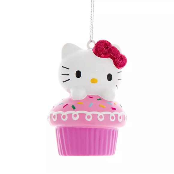 Hello Kitty Cupcakes Christmas Ornaments, Cute Girly Pink & Blue Xmas Cat Decor - Picture 2 of 8